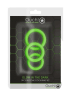Ouch! Cock Ring Silicone Set (3pc) Glow in the Dark - Green