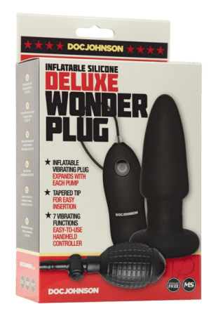 Deluxe Wonder Plug Inflatable Silicone Vibrating Butt Plug with Remote Control