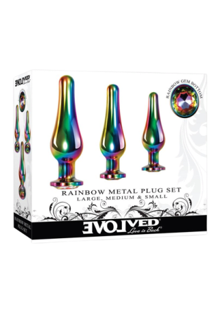 Rainbow Metal Anal Plug Set (3 piece)