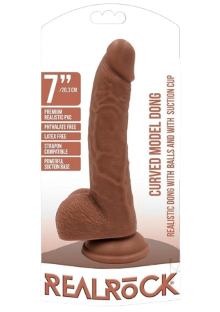 RealRock Curved Realistic Dildo with Balls and Suction Cup 7"