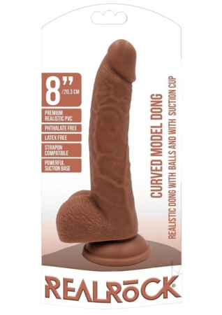 RealRock Curved Realistic Dildo with Balls and Suction Cup 8"