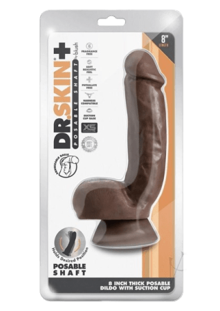 Dr. Skin Plus Thick Posable Dildo with Squeezable Balls 8"