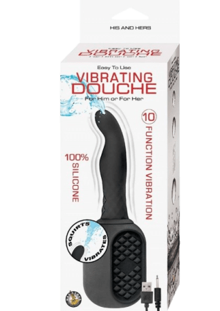 Vibrating Douche Rechargeable Silicone Anal Douche - Black