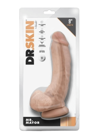 Dr. Skin Mr. Mayor Dildo with Balls and Suction Cup 9"