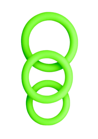 Ouch! Cock Ring Silicone Set (3pc) Glow in the Dark - Green