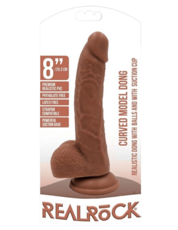 RealRock Curved Realistic Dildo with Balls and Suction Cup 7"