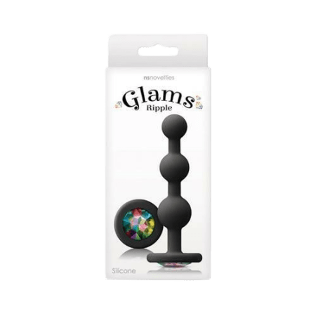Glams Ripple Silicone Plug Rainbow Gem 4.49in - Black