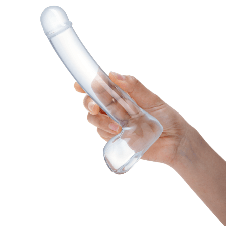 Realistic Curved Glass Dildo 7"