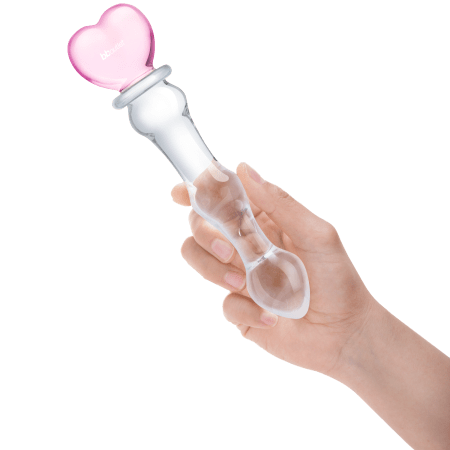 Glass Heart Glass Dildo 8"
