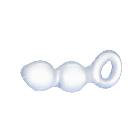 Glass Curved Beaded Butt Plug