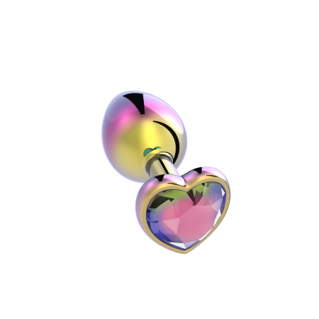 2.5" Rainbow Chrome Heart Butt Plug