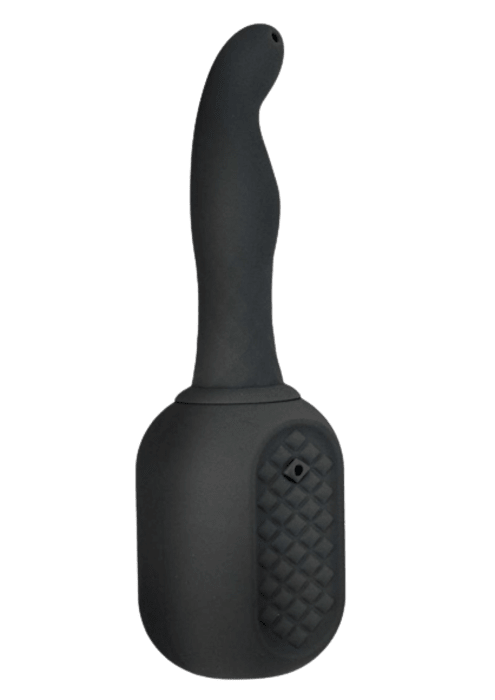 Vibrating Douche Rechargeable Silicone Anal Douche - Black