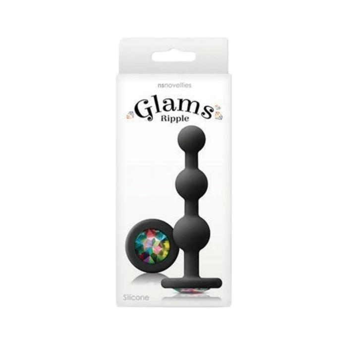 Glams Ripple Silicone Plug Rainbow Gem 4.49in - Black