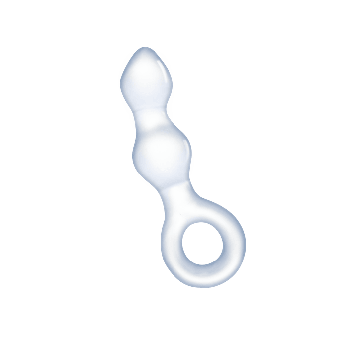 Glass Curved Beaded Butt Plug
