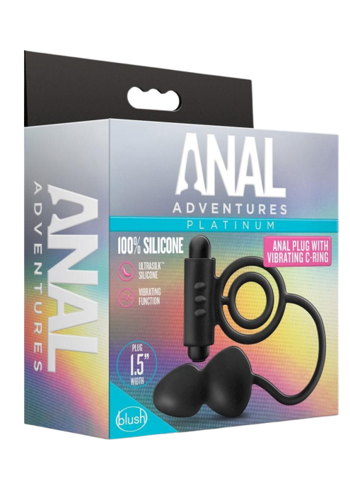 Anal Adventures Platinum Anal Plug with Vibrating C-Ring