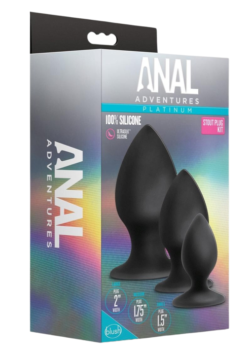Anal Adventures Platinum Stout Plug Kit (Set of 3)